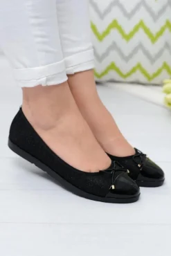 Outlet Boto Czarne Brokatowe Balerinki Slip On Laya