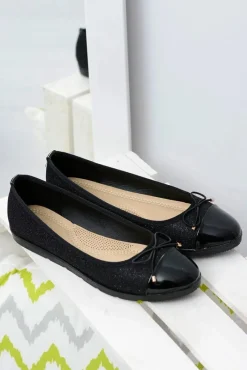 Outlet Boto Czarne Brokatowe Balerinki Slip On Laya