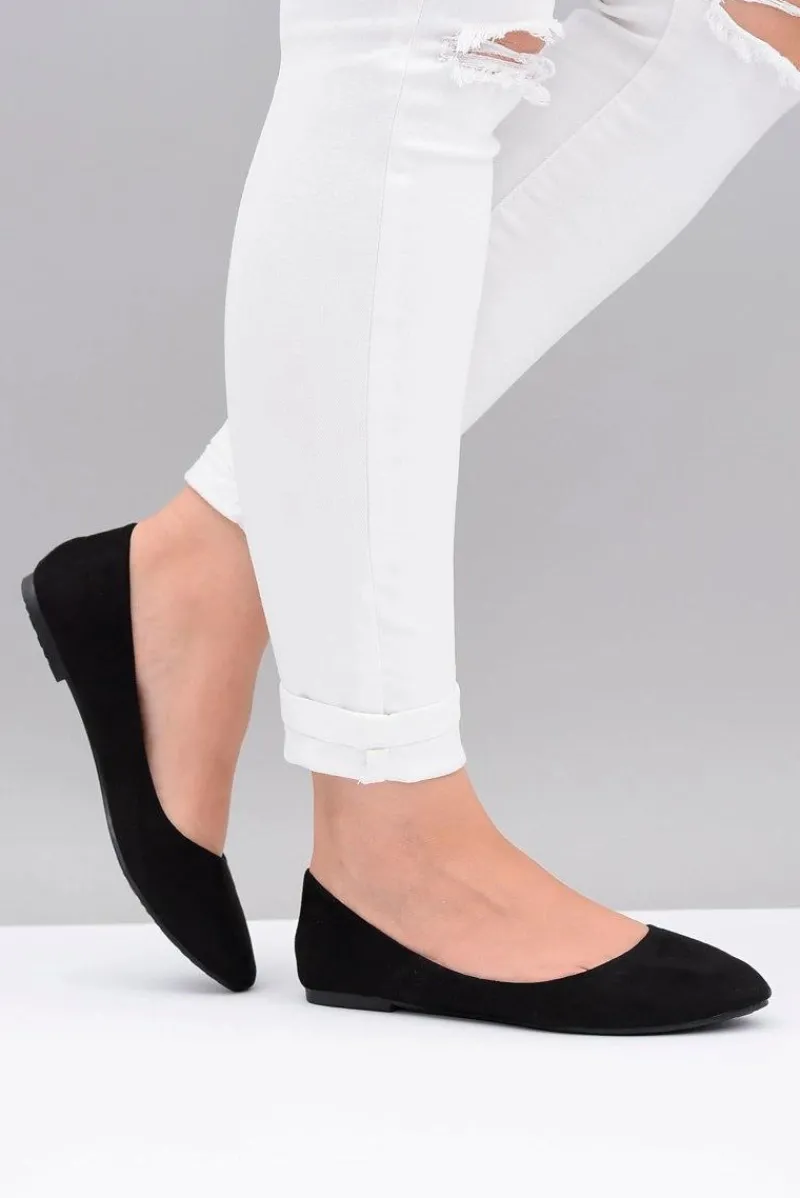 Sale Czarne Damskie Balerinki Zamsz Buenos Damskie Baleriny Klasyczne