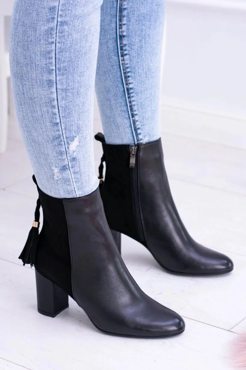 Sale Czarne Damskie Botki Na Słupku 1821 Damskie Botki Na Słupku|Botki Na Obcasie