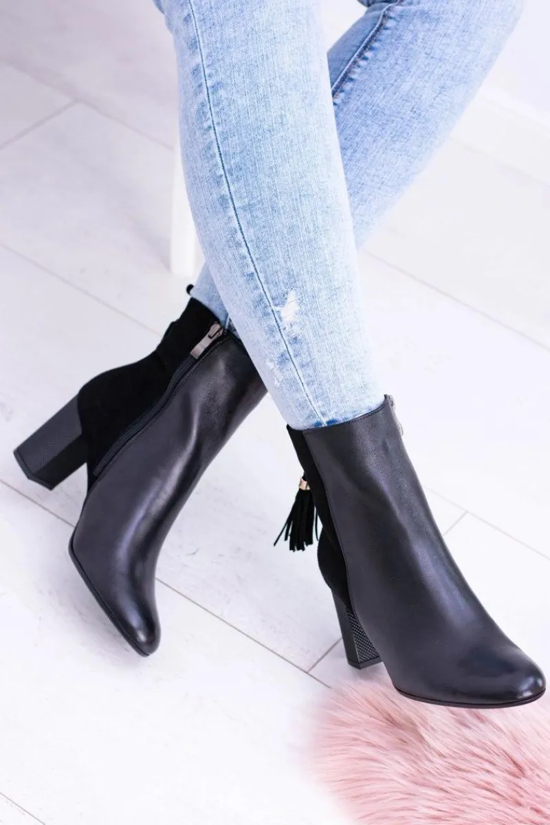 Sale Czarne Damskie Botki Na Słupku 1821 Damskie Botki Na Słupku|Botki Na Obcasie