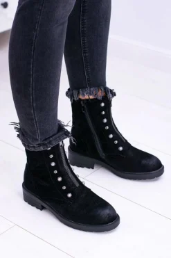 New Damskie buty S.Barski Czarne Damskie Botki Ocieplane Trapery Dowito