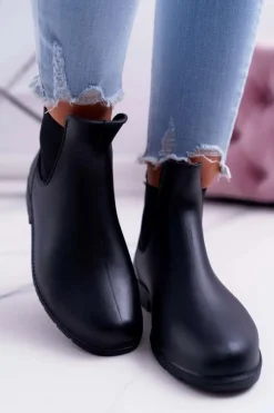 Discount Boto Czarne Damskie Matowe Kalosze Trapery Nabraso