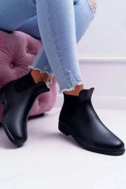 Discount Boto Czarne Damskie Matowe Kalosze Trapery Nabraso