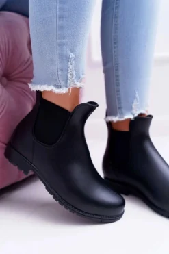Discount Boto Czarne Damskie Matowe Kalosze Trapery Nabraso