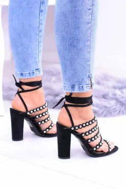 Best Czarne Damskie Sandały na Słupku Ysmira Damskie Sandały Na Obcasie