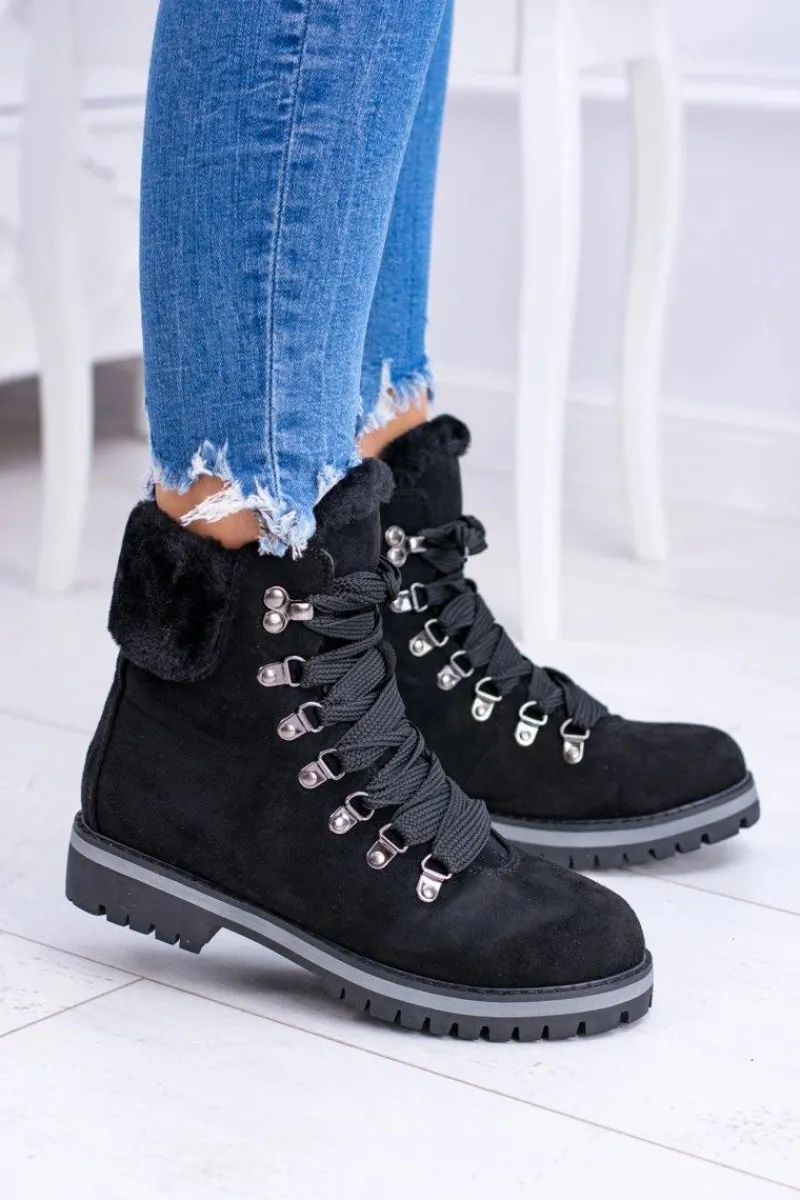 Sale Boto Czarne Damskie Traperki Z Futerkiem Timberki Vices K2