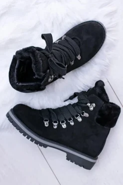 Sale Boto Czarne Damskie Traperki Z Futerkiem Timberki Vices K2