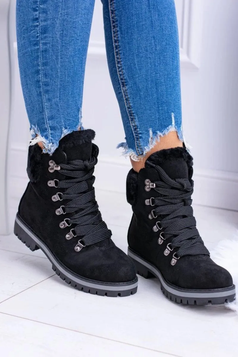 Sale Boto Czarne Damskie Traperki Z Futerkiem Timberki Vices K2