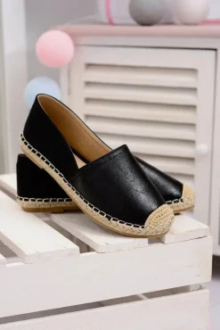 Outlet Boto Czarne Damskie Wsuwane Espadryle Paoli