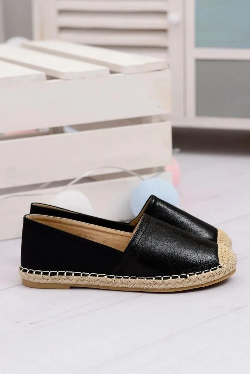 Outlet Boto Czarne Damskie Wsuwane Espadryle Paoli