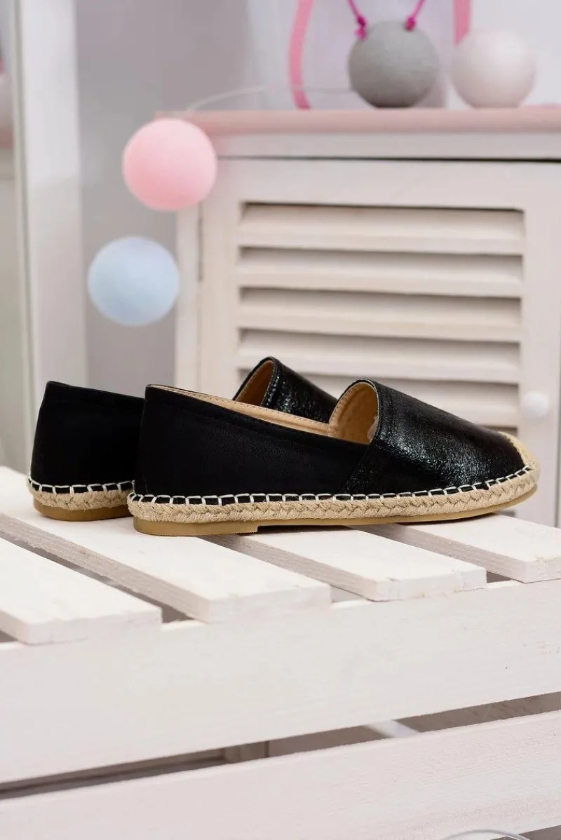 Outlet Boto Czarne Damskie Wsuwane Espadryle Paoli