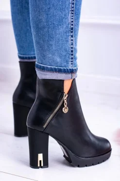 Czarne ekstrawaganckie botki Superlove Damskie Botki Na Słupku|Czarne Botki