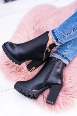 Czarne ekstrawaganckie botki Superlove Damskie Botki Na Słupku|Czarne Botki