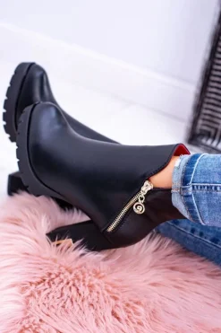 Czarne ekstrawaganckie botki Superlove Damskie Botki Na Słupku|Czarne Botki