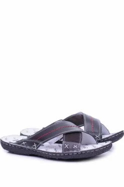 Clearance Boto Czarne Lekkie Skórzane Męskie Klapki Okay