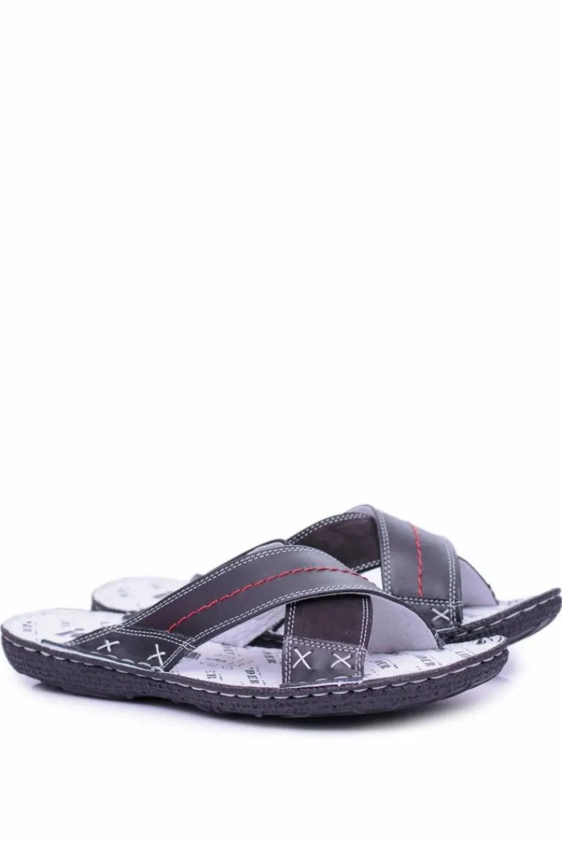 Clearance Boto Czarne Lekkie Skórzane Męskie Klapki Okay