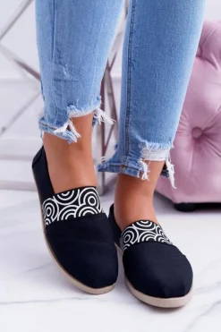 Clearance Boto Czarne Materiałowe Tomsy Slip On Circle