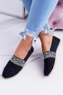 Clearance Boto Czarne Materiałowe Tomsy Slip On Circle