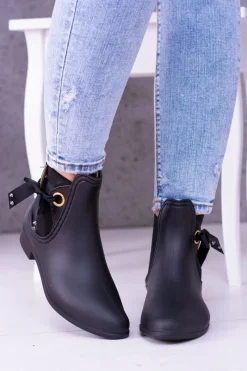 Discount Boto Czarne Matowe Damskie Kalosze Sztyblety Someday