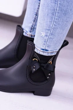 Discount Boto Czarne Matowe Damskie Kalosze Sztyblety Someday