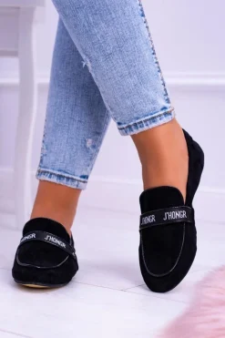 Hot Boto Czarne Mokasyny Damskie Lu Boo Horten