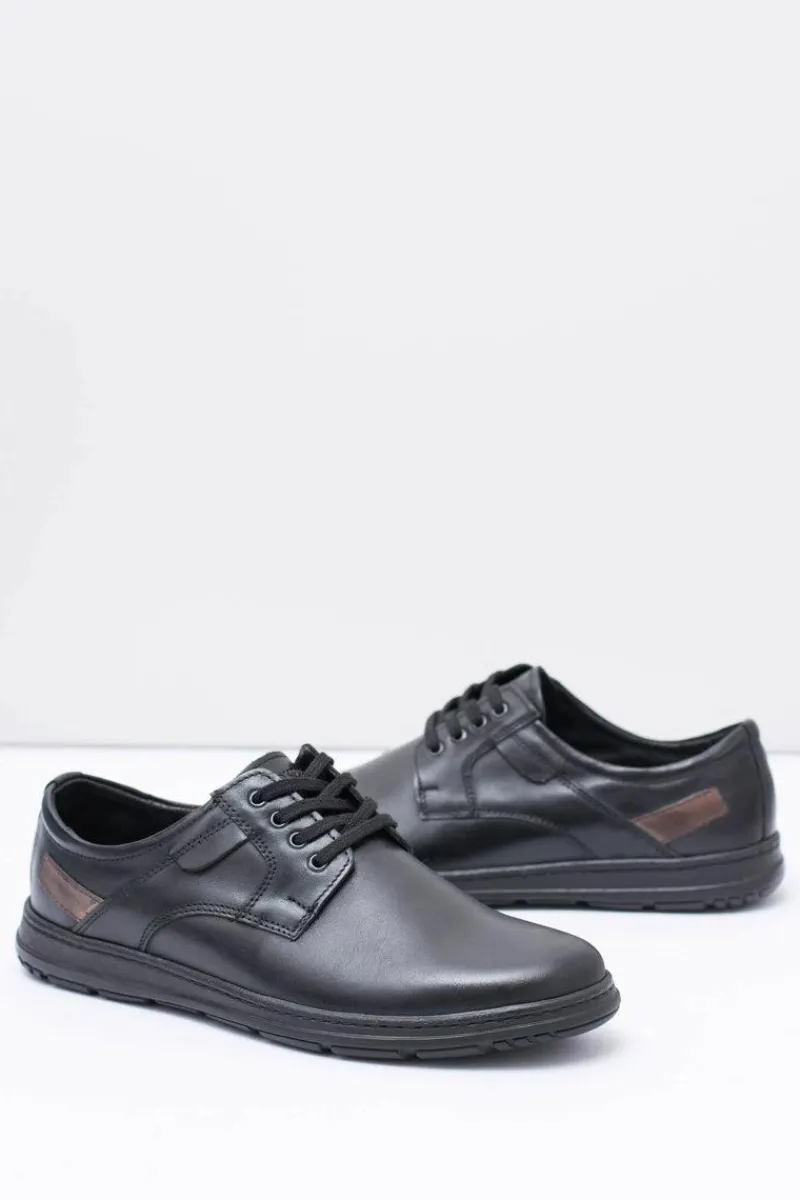 Półbuty Casual>Boto Czarne Męskie Półbuty Casual Manifesto