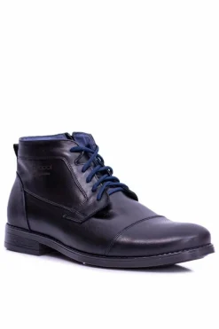 Czarne Męskie Skórzane Botki Z Suwakiem Gregory Męskie Botki Męskie