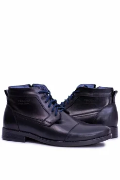 Czarne Męskie Skórzane Botki Z Suwakiem Gregory Męskie Botki Męskie