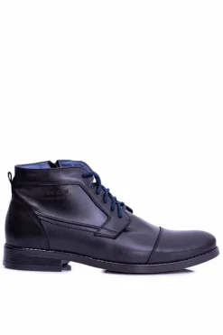 Czarne Męskie Skórzane Botki Z Suwakiem Gregory Męskie Botki Męskie