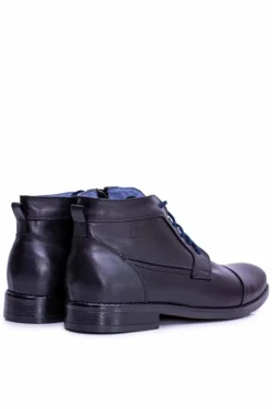 Czarne Męskie Skórzane Botki Z Suwakiem Gregory Męskie Botki Męskie