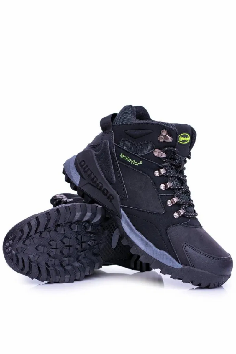 Clearance Boto Czarne Obuwie Trekkingowe Męskie Ocieplone Polarem Padava