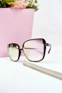 Okulary>PRIUS Czarne Okulary Przeciwsłoneczne PR-V14 Różowe Szkła Lustrzane