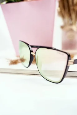 Okulary>PRIUS Czarne Okulary Przeciwsłoneczne PR-V14 Różowe Szkła Lustrzane