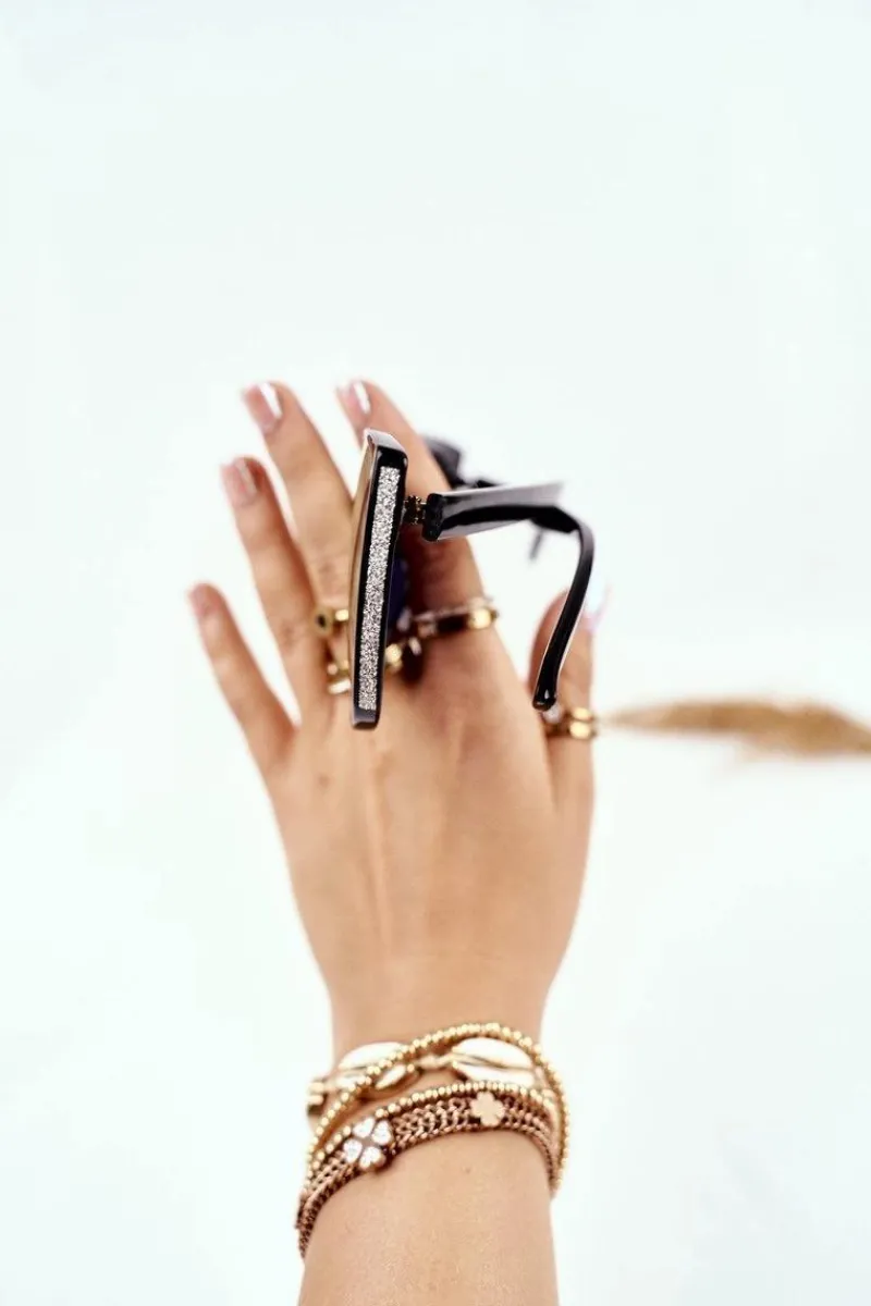 Okulary>PRIUS Czarne Okulary Przeciwsłoneczne PR-V26 Czerwone Szkło Brokat