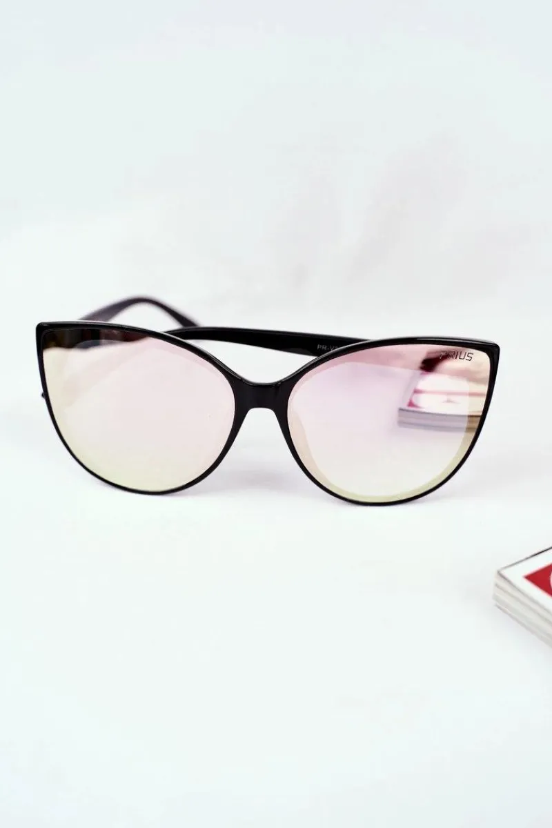 Okulary>PRIUS Czarne Okulary Przeciwsłoneczne PR-V26 Różowe Brokat