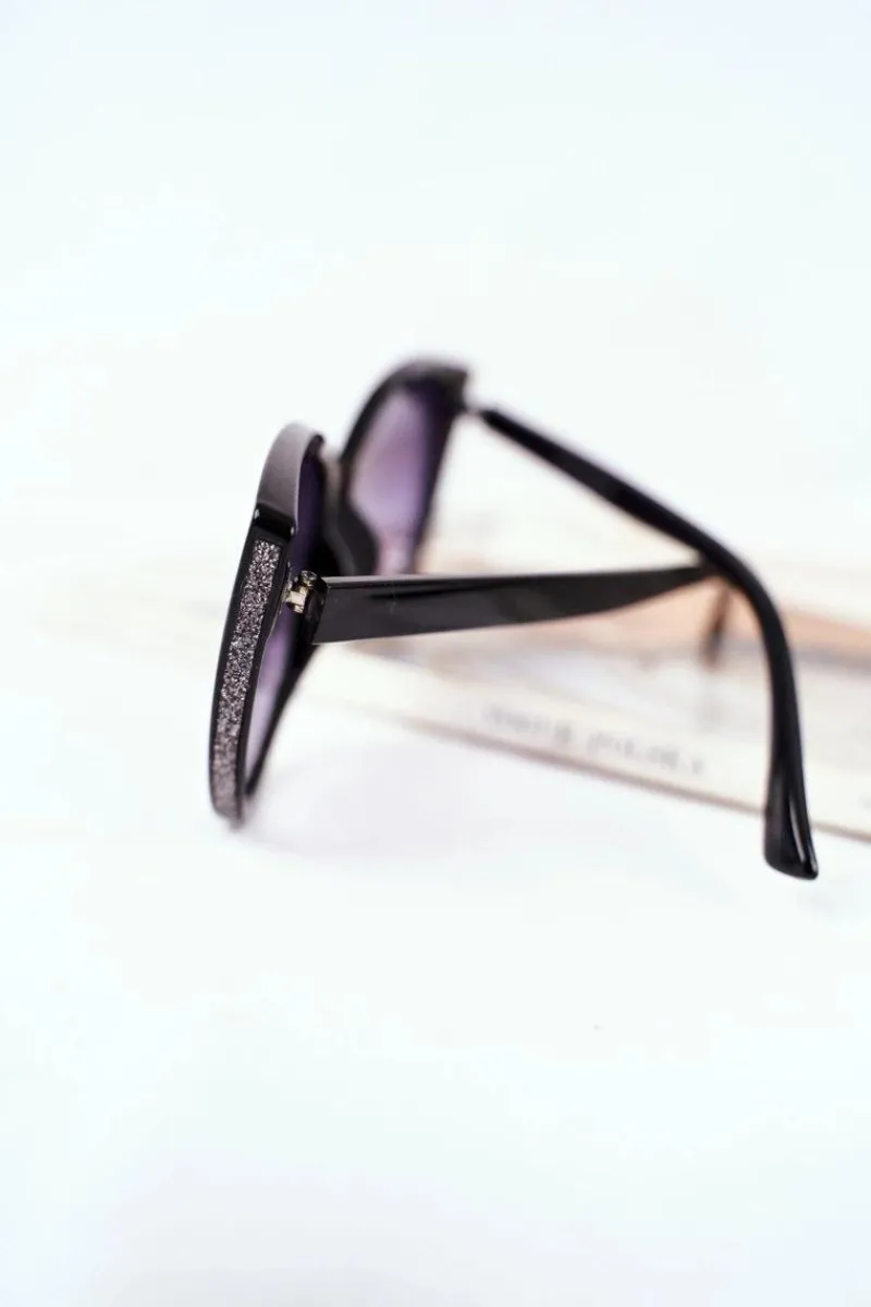 Okulary>PRIUS Czarne Okulary Przeciwsłoneczne PR-V26 Różowe Brokat