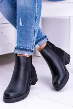 Botki Płaskie|Czarne Botki><noscript><img width=