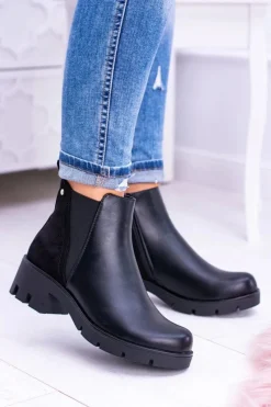 Botki Płaskie|Czarne Botki><noscript><img width=