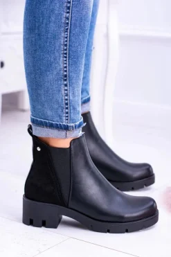 Botki Płaskie|Czarne Botki><noscript><img width=