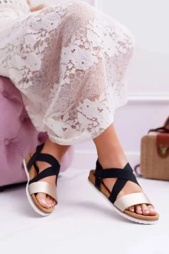 Sandały Płaskie>Boto Czarne Sandały Damskie Z Gumkami Itako