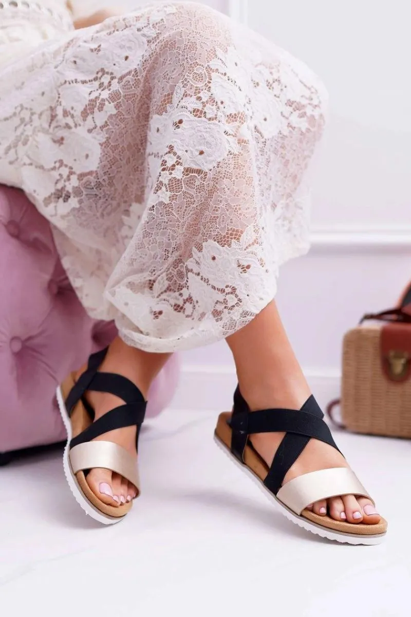 Sandały Płaskie>Boto Czarne Sandały Damskie Z Gumkami Itako