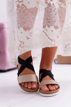 Sandały Płaskie><noscript><img width=