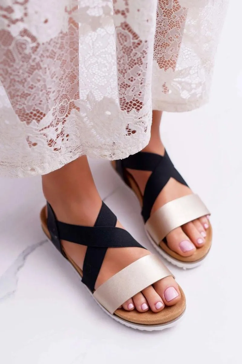 Sandały Płaskie>Boto Czarne Sandały Damskie Z Gumkami Itako