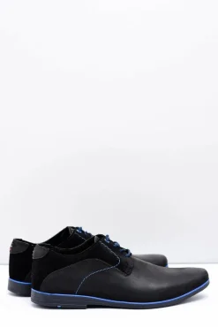 Półbuty Casual></noscript>Boto Czarne Skórzane Półbuty Męskie Penegro