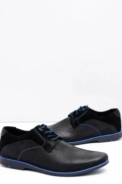 Półbuty Casual></noscript>Boto Czarne Skórzane Półbuty Męskie Penegro