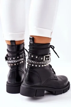 Czarne Botki|Botki Zimowe Damskie><noscript><img width=