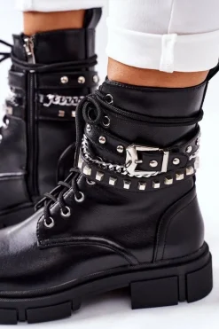 Czarne Botki|Botki Zimowe Damskie><noscript><img width=