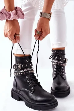 Czarne Botki|Botki Zimowe Damskie><noscript><img width=