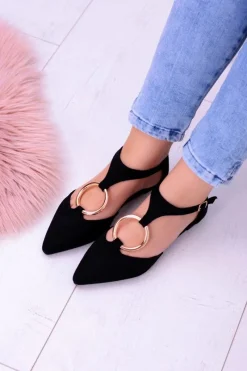Discount Boto Czarne Zamszowe Balerinki w Szpic Ciao